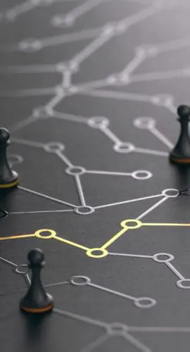 3D illustration of a conceptual maze. Shortcut between points A and B or finding the shortest path concept.