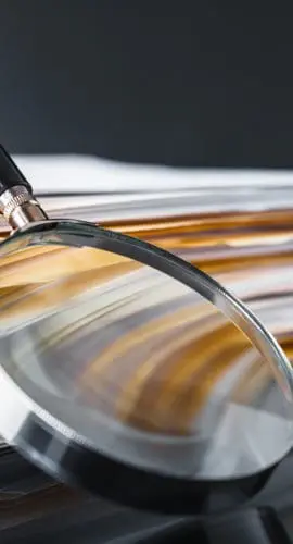 File Stack and Magnifying Glass