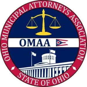 Ohio Municipal Attorneys Association logo featuring a golden scale of justice, the acronym 