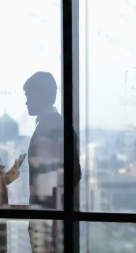 Silhouette shadows of business people talking in office