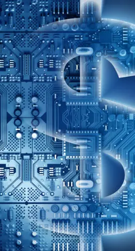 Technology concept: Dollar sign with circuits