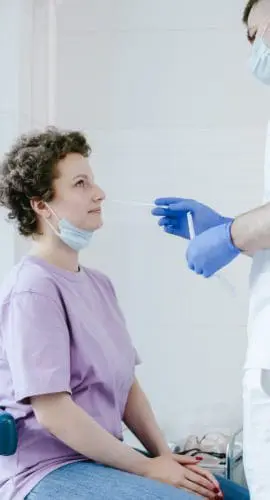 Woman getting covid tested